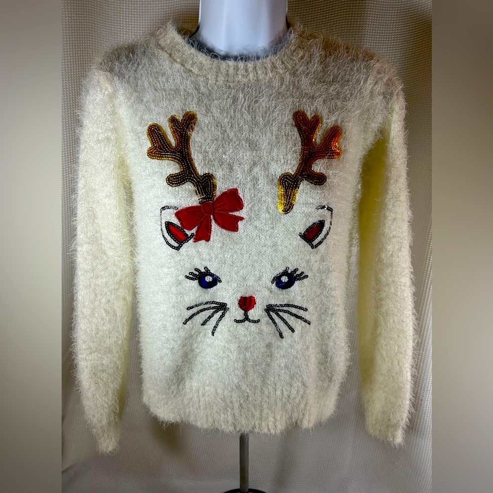 Kittie /Raindeer winter soft fuzzy sweater